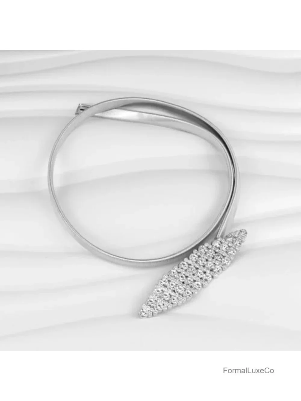 Metal Skinny Stretch Waist Belt Thin Elastic Chain Belt for Dresses